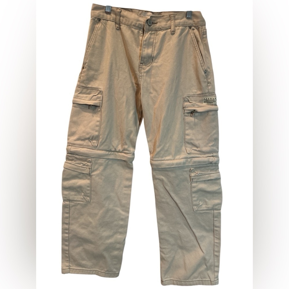 Pacsun Men's Baggy Cargo Convertible Utility Jeans Skater Outdoors Y2K Sz 28x30